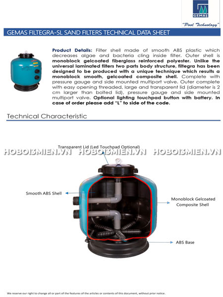 Bình Lọc Bể Bơi Gemas Filtegra SL