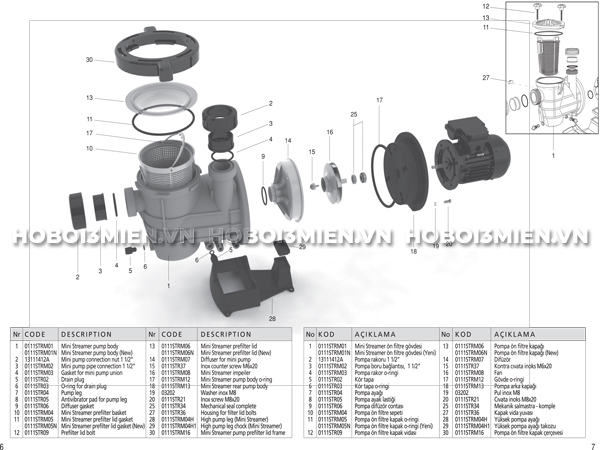 Phụ Tùng Máy Bơm Bể Bơi Gemas Streamer